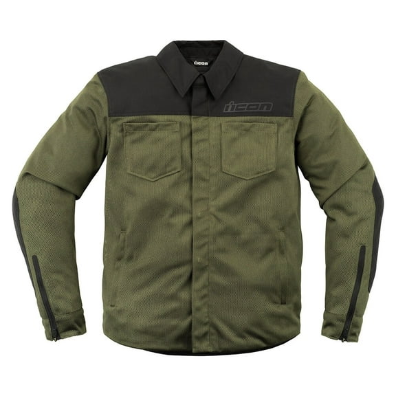 Icon Upstate Mesh Mens Protective Motorcycle Overshirt Green XXL