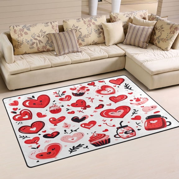 Icon Valentine's Day Style Soft Polyester Area Rug 31''x20'', Non Slip, Memory Foam, Water Absorbent