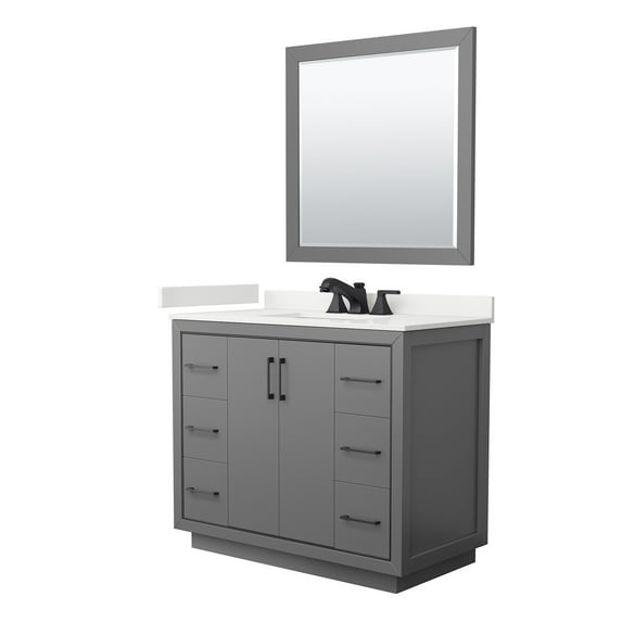 Wyndham Collection Wcf111142s-Qtz-Us3m34 Icon 42" Free Standing Single Basin Vanity Set -