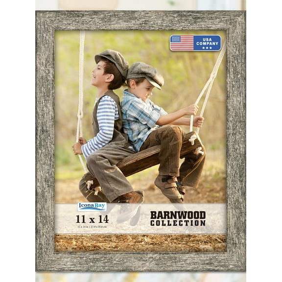Icona Bay 11x14 Brown Oak Picture Frame, 1 Pack, Barnwood Tabletop Frames