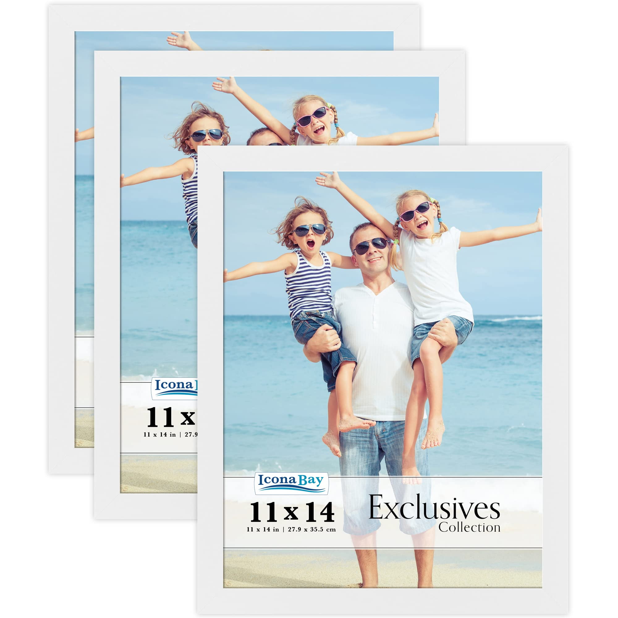 11x14 White Picture Frames, 3 PK, Exclusives Tabletop Frames (US Company) - Walmart.com