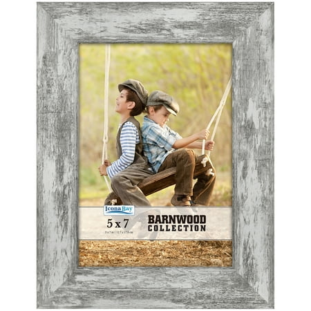 Icona Bay 11x17 Pony Gray Picture Frame for 11x15 Photo, Barnwood Wall Mount Only Gallery Frame