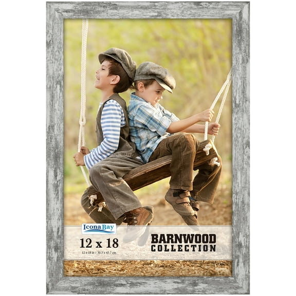 Icona Bay 12x18 Pony Gray Large Picture Frame, Rustic Style, 1 Pack, Barnwood Collection (US Company)
