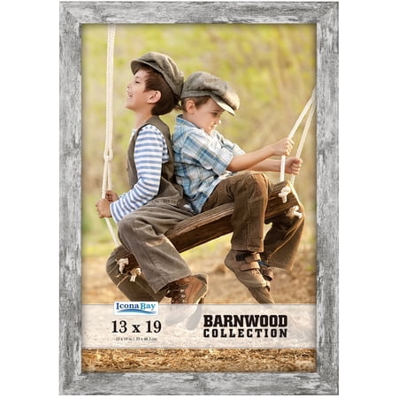 Icona Bay Barnwood 13x19 Pony Gray Picture Frame, Wall Mount Photo Frame W/ Satin Finish