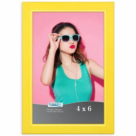 Icona Bay 4X6 Picture Frame, Yellow Colored Solid Wood Scandinavian Style Frame