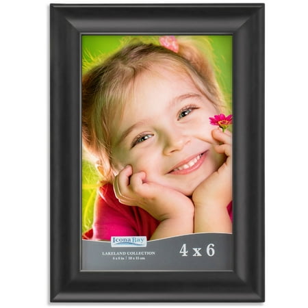 Icona Bay 4x6 Black Picture Frame, Classic Style, Lakeland Collection (US Company)