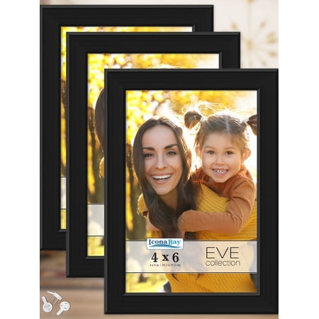 Icona Bay 4x6 Black Picture Frames, 3 PK, Eve Tabletop Picture Frames