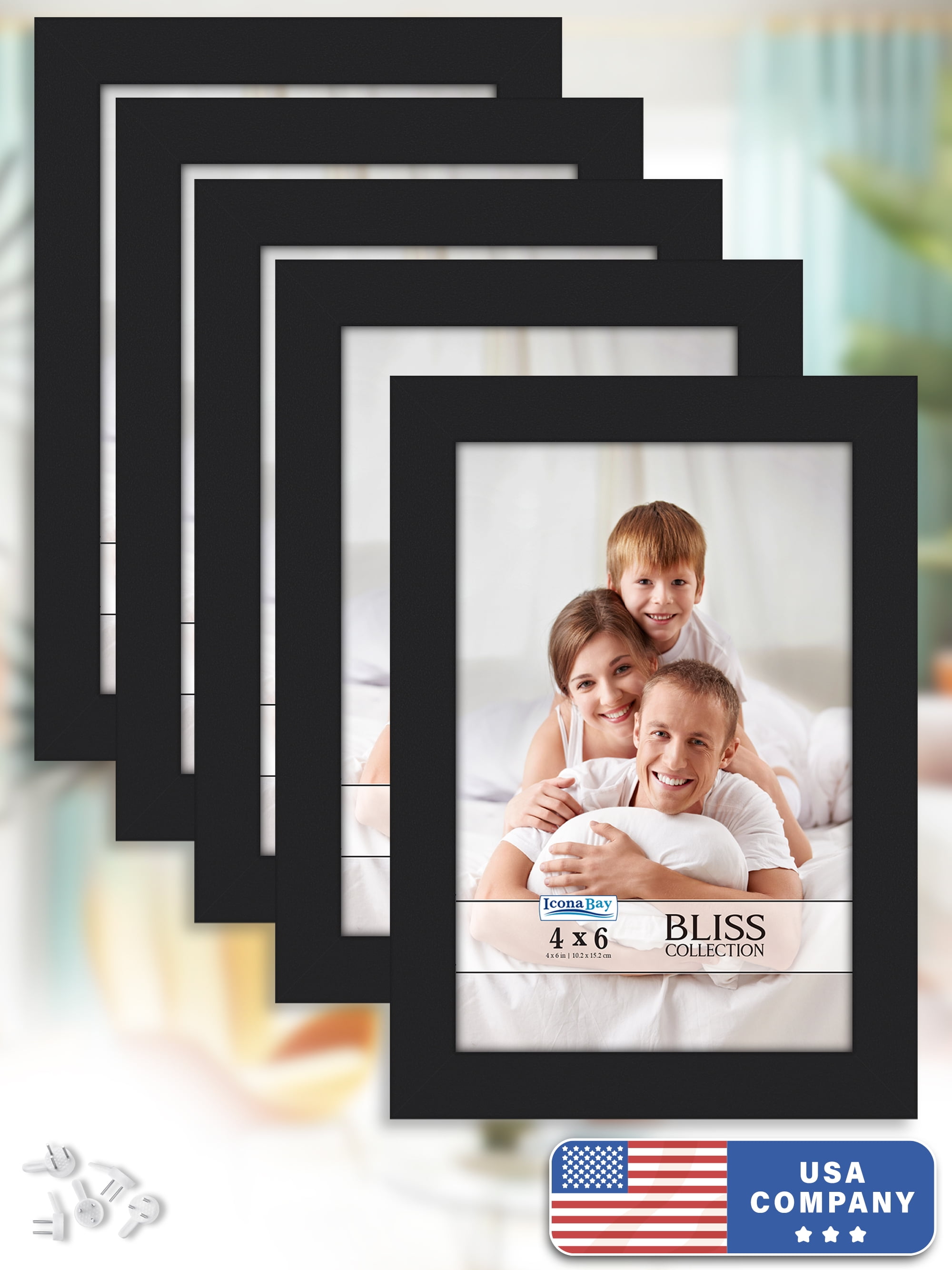 Icona Bay, 4x6 Black Picture Frames, 5 Pack, Bliss Tabletop Frames ...