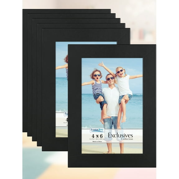 Icona Bay 4x6 Black Picture Frames, 6 Pack, Exclusives Collection (US Company)