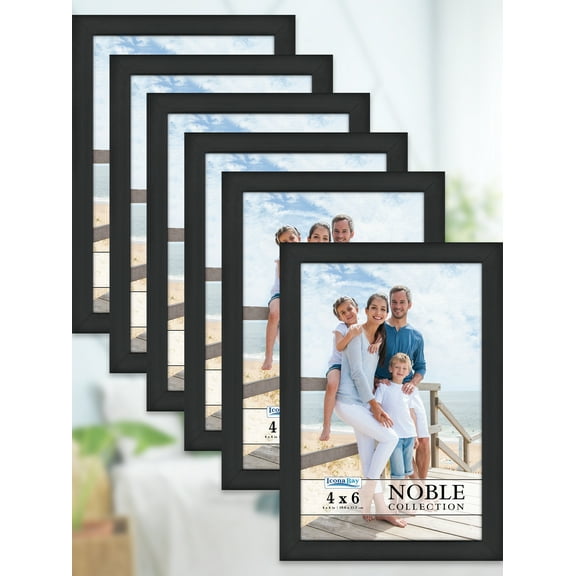 Icona Bay 4x6 Black Picture Frames, Contempo-Modern Style, 6 Pack, Noble Collection (US Company)