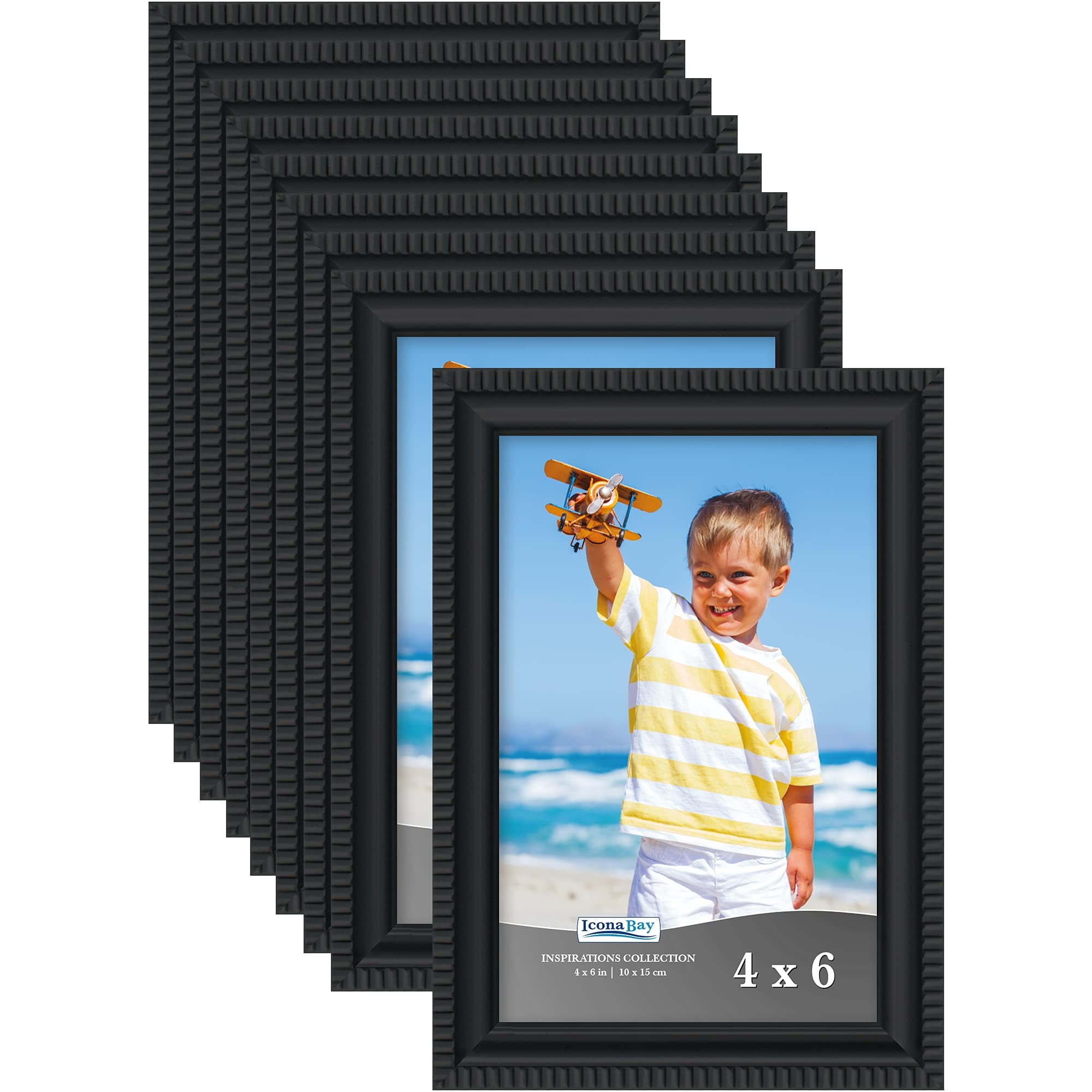 Icona Bay 4x6 Black Picture Frames, 12 Pack, Gallery Wall Glass Photo