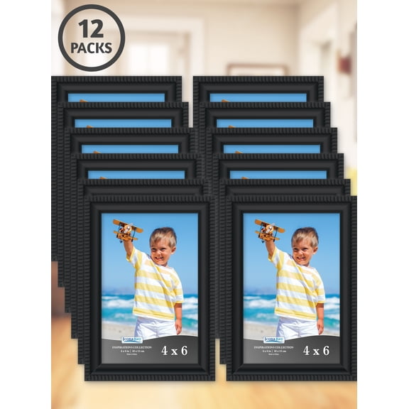 Icona Bay 4x6 Black Picture Frames, Shabby-chic Style, 12 Pack, Inspirations Collection (US Company)