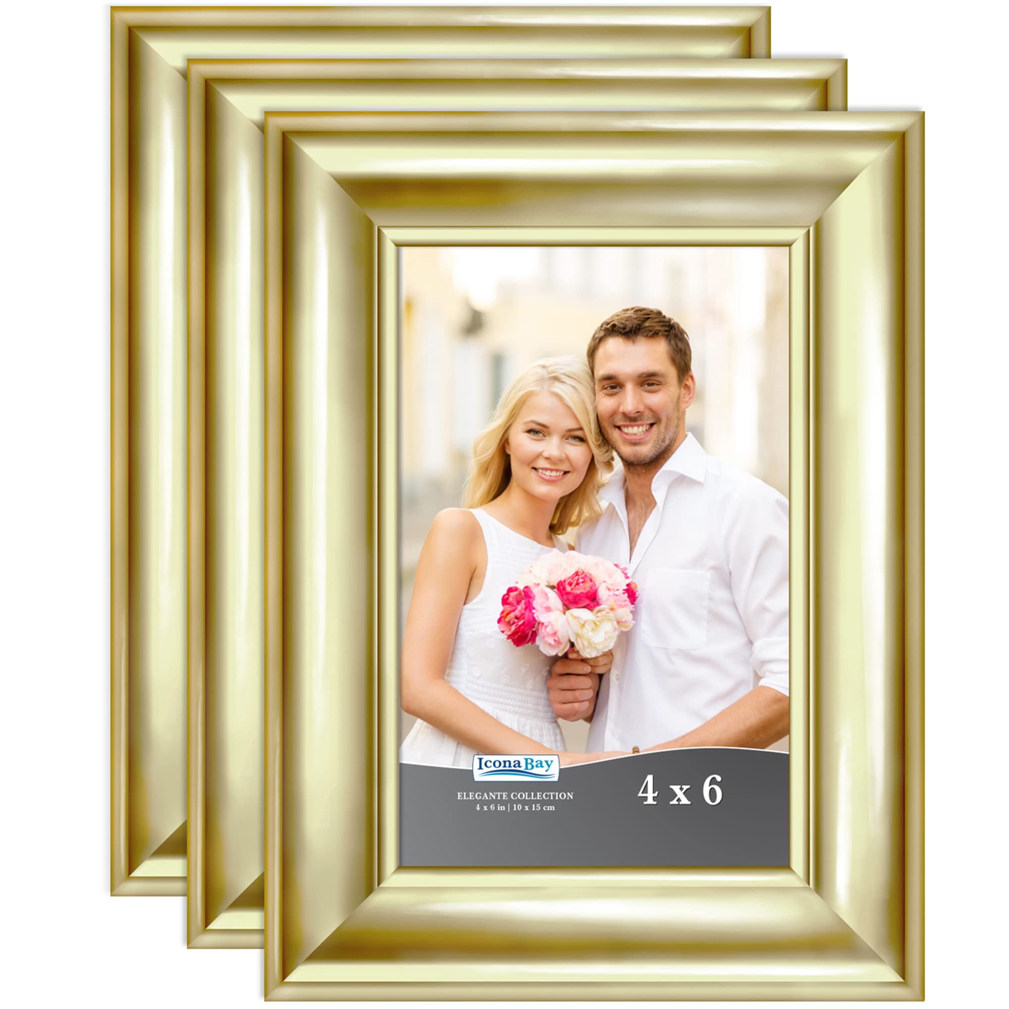 Langdon House 4x6 Picture Frames (Almond White, 3 Pack) Wood Grain Style, Wall Mount or Table Top, Richland Collection