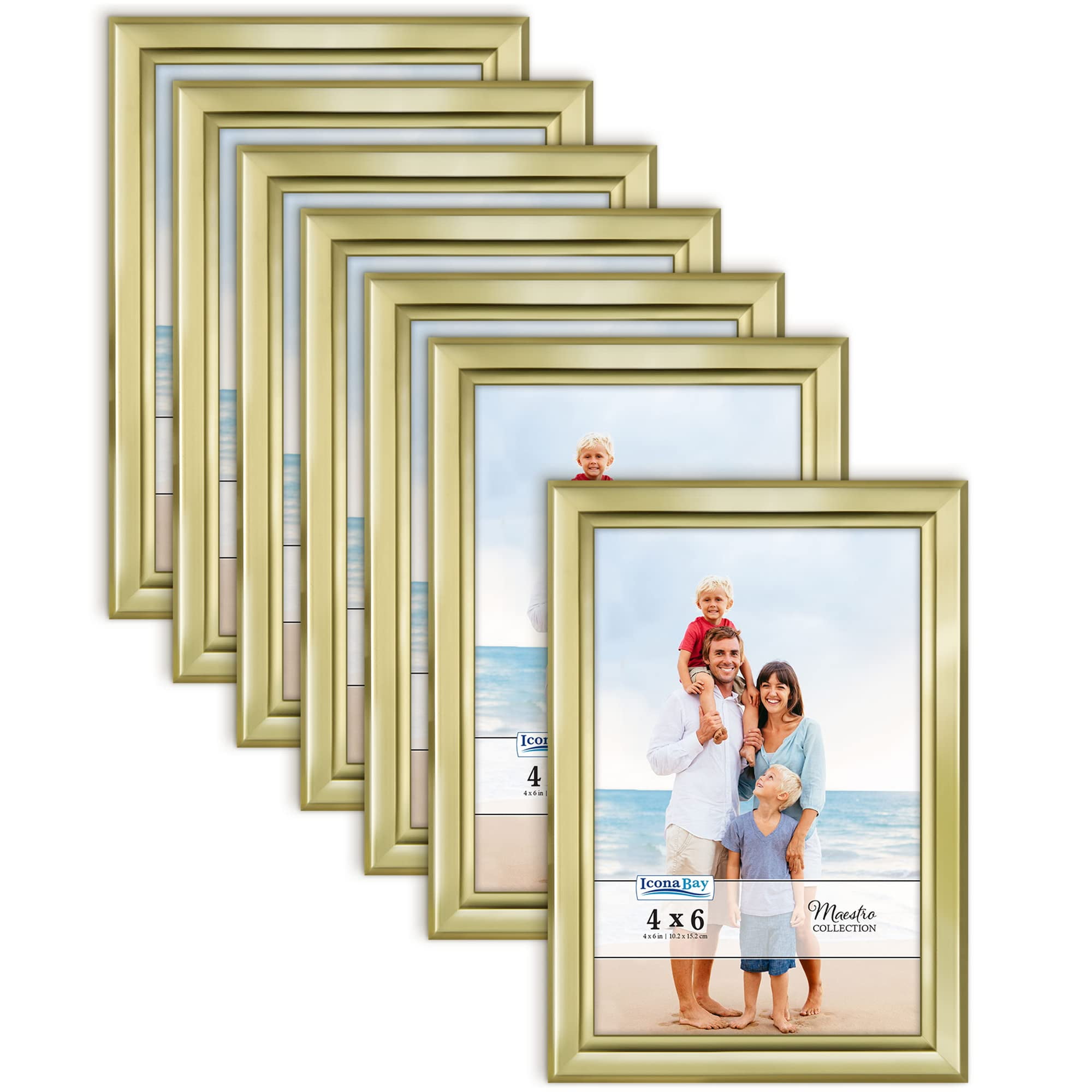 Icona Bay 4x6 Gold Picture Frames, Modern Contemporary Style, 12 Pack, Maestro Collection (US Company), Size: 4 inch x 6 inch