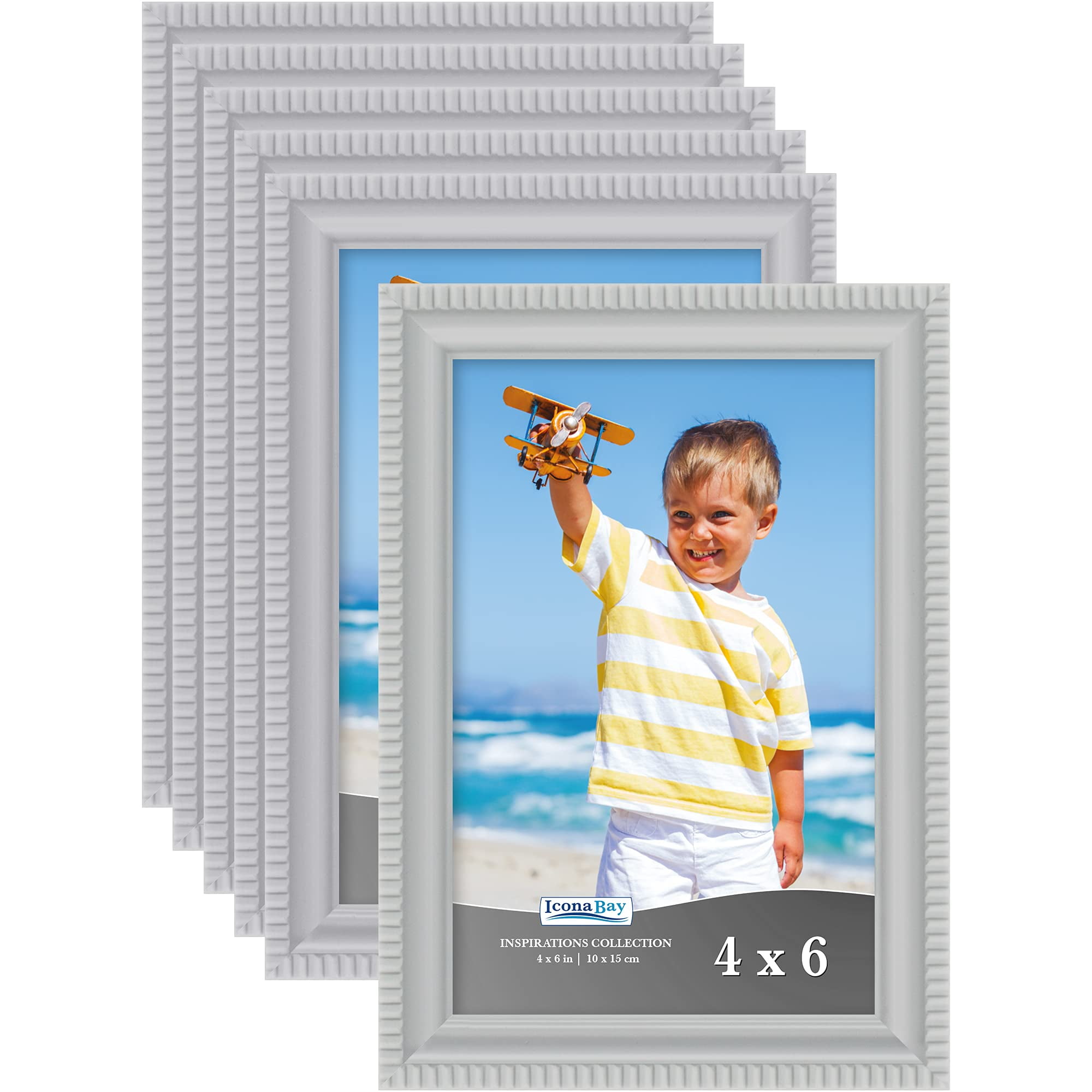 Icona Bay 4x6 Gray Picture Frames, Shabbychic Style, 6 Pack