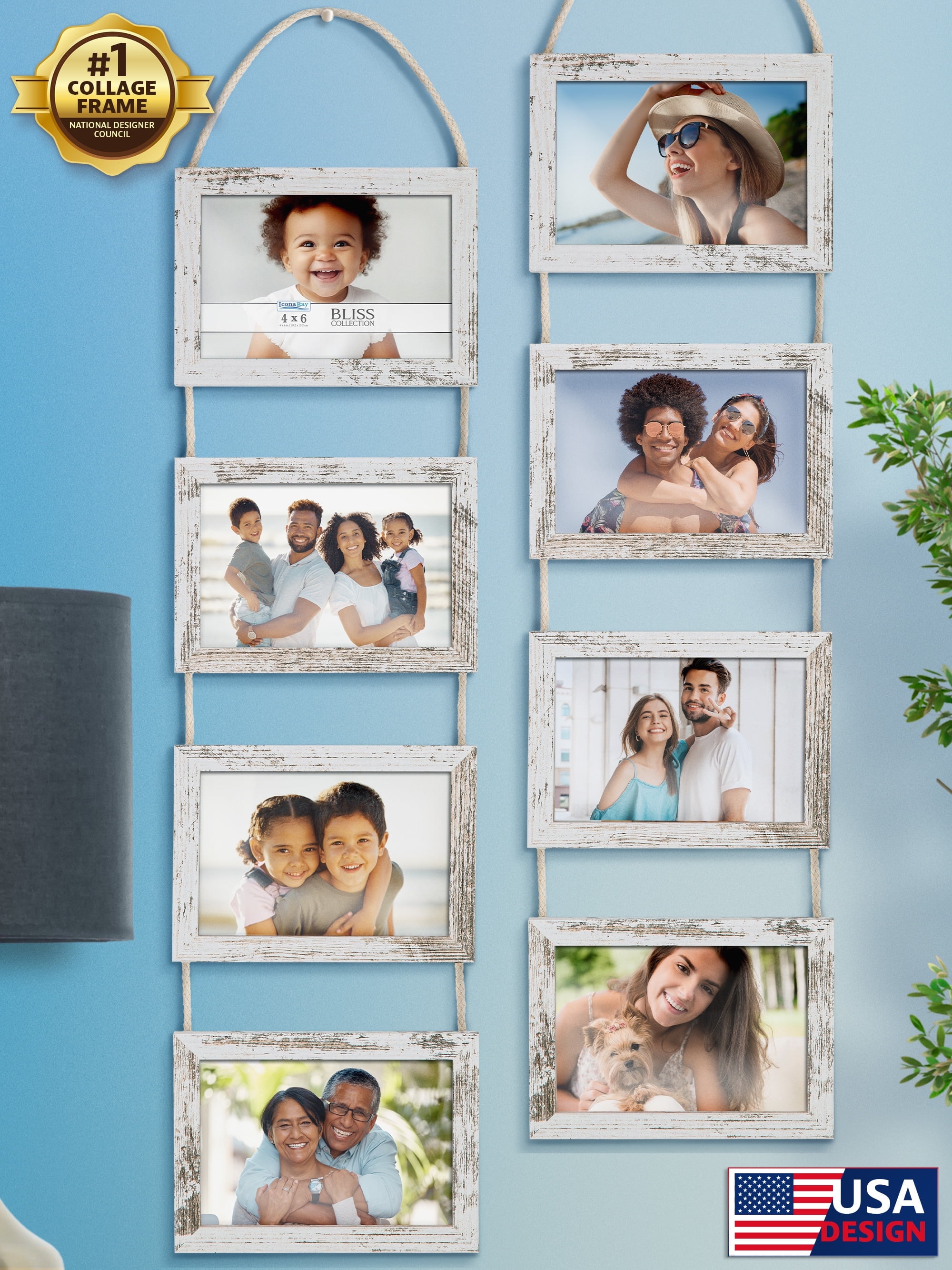 Icona Bay 4 in x 6 in Distressed White Hanging Picture Frames - Walmart.com
