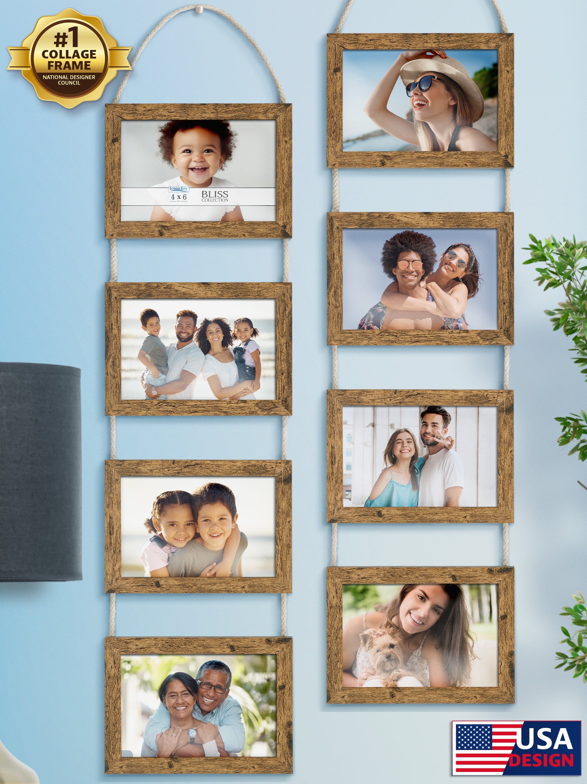 Rustic Brown 4x6 Composite Wood Collage Wall Frames