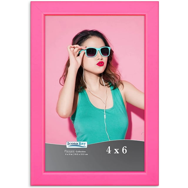 Icona Bay 4x6 Pink Solid Wood Picture Frame, 1 Pack, Pizzazz Tabletop