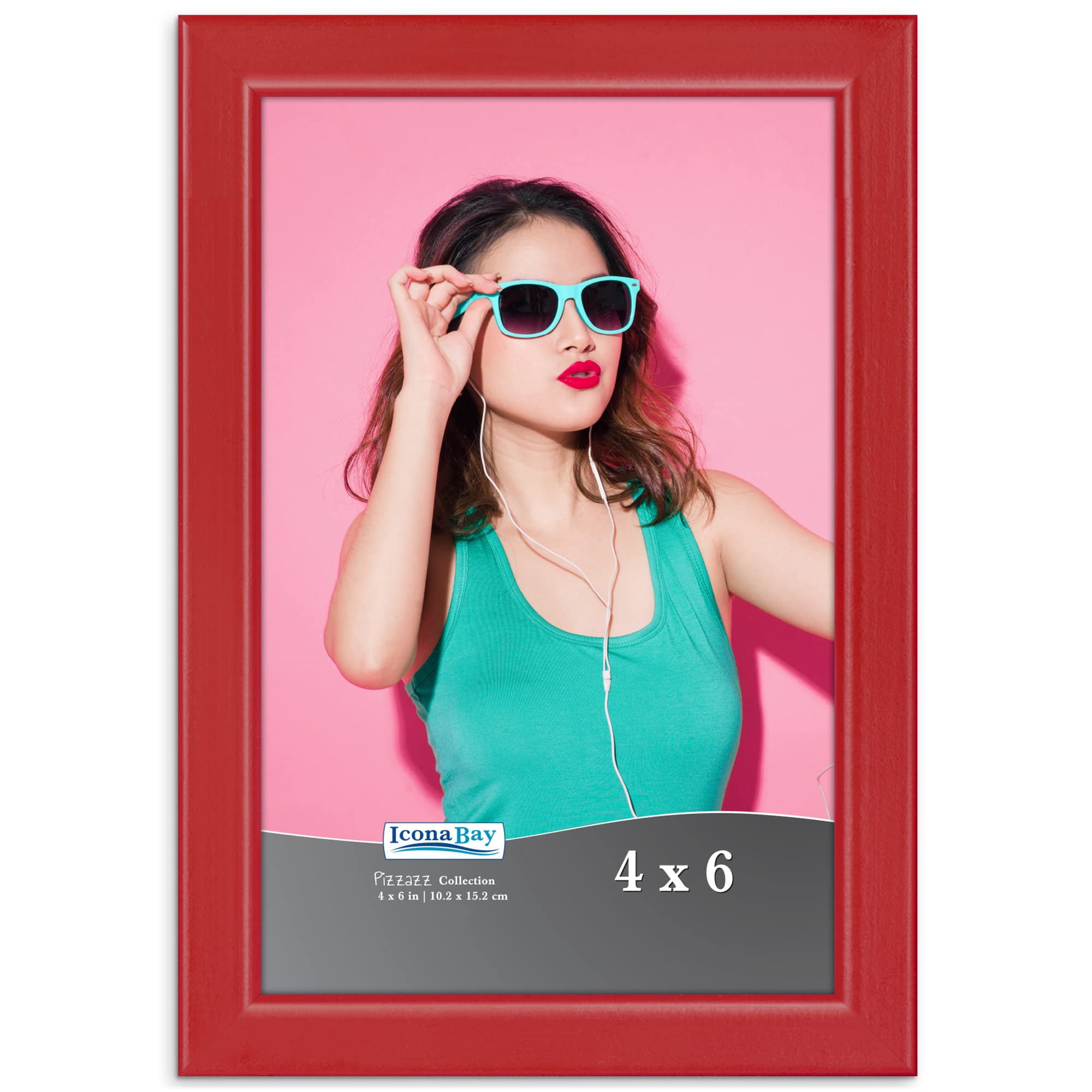 Icona Bay 4x6 Red Solid Wood Picture Frame, 1 Pack, Pizzazz Tabletop Frames