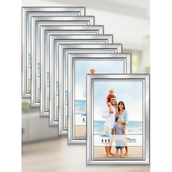 Icona Bay 4x6 Silver Tabletop Picture Frames, Modern Contemporary Style, 12 Pack, Maestro Collection (US Company)