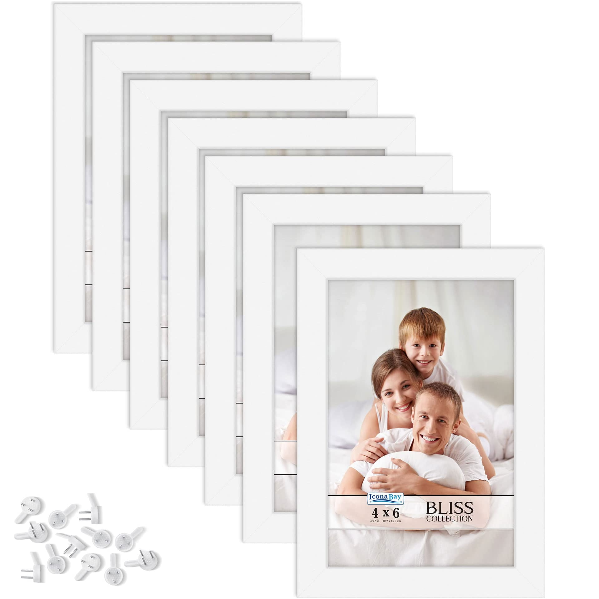Icona Bay Bulk Size 4x6 White Picture Frames, 12 Pack, Bliss Tabletop or Wall Mounted Frames