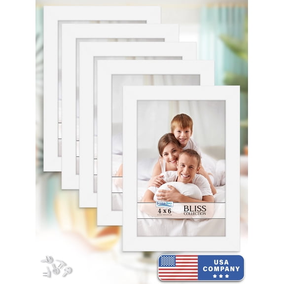 Icona Bay 4x6 White Picture Frames, 5 Pack, Bliss Tabletop Frames