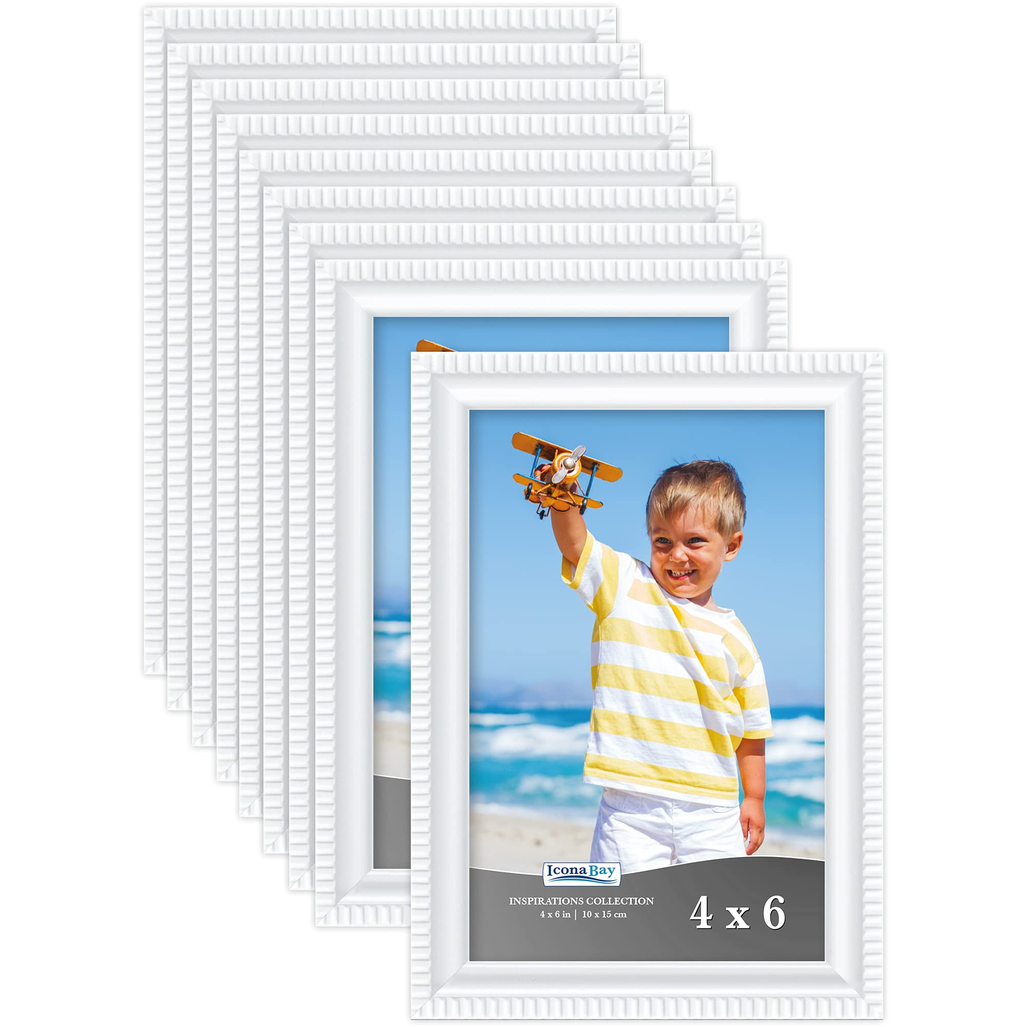 Icona Bay 4x6 White Picture Frames, 12 Pack, Gallery Wall Photo Display, Shabbychic Style