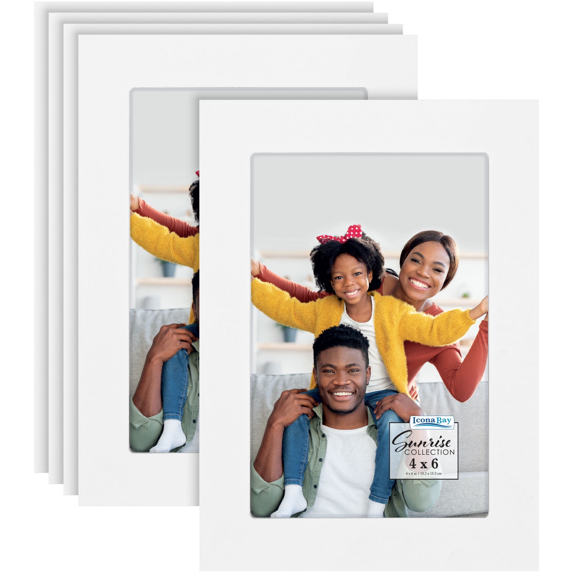 Icona Bay 4x6 White Picture Frames, 5 Pack, Painted Solid OnePiece Wood Composite, Sunrise