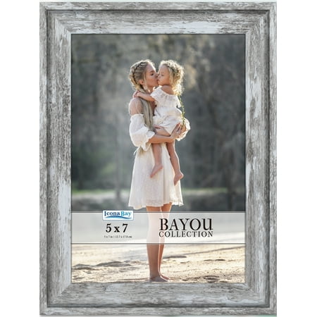 Icona Bay 5x7 Azure Gray Picture Frame, Coastal Style, 1 Pack, Bayou Collection (US Company)
