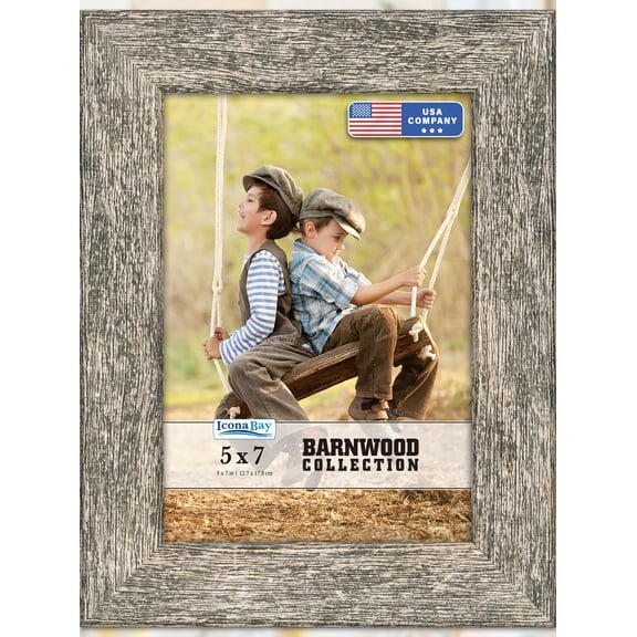 Icona Bay 5x7 Brown Oak Picture Frame, 1 Pack, Barnwood Tabletop Frames