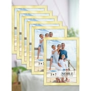 Icona Bay 5x7 Brushed Gold Picture Frames, Contempo-Modern Style, 6 Pack, Noble Collection (US Company)