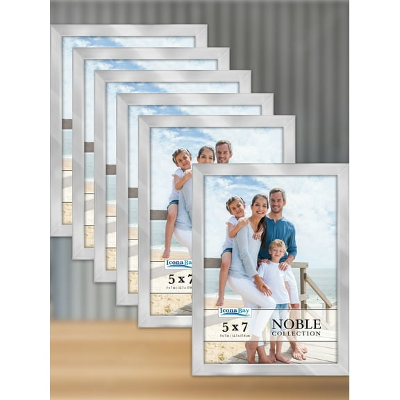 Icona Bay 5x7 Brushed Silver Tabletop Picture Frames, Set of 6