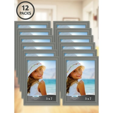 Icona Bay 5x7 Gray Picture Frames, Shabby-chic Style, 12 Pack, Inspirations Collection (US Company)