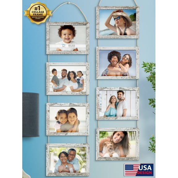 Icona Bay 5 in x 7 in Distressed White Hanging Picture Frames