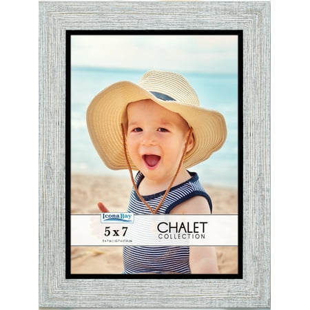 Icona Bay 5x7 Loft Gray Picture Frames, Modern Rustic Style, 1 Pack, Chalet Collection (US Company)