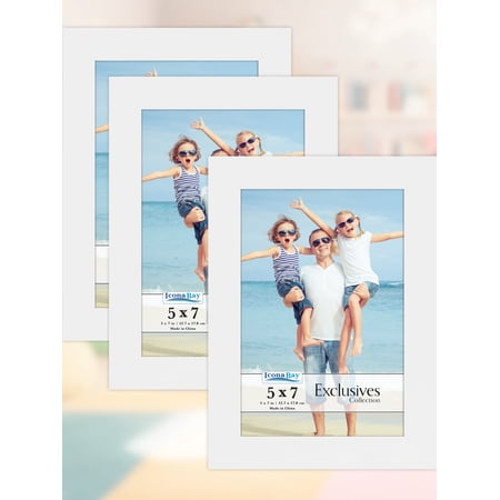 Icona Bay 5x7 White Picture Frames, 3 Pack, Exclusives Collection (US Company)