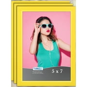 Icona Bay 5x7 Yellow Solid Wood Picture Frames, 3 Pack, Pizzazz Tabletop Frames