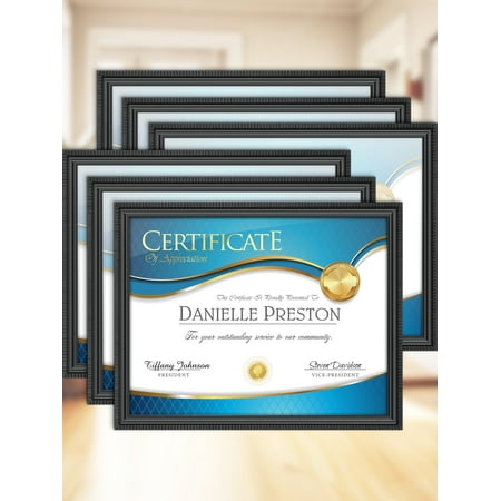 Icona Bay 8.5x11 Black Certificate Frames, Shabby-chic Style, 6 Pack, Inspirations Collection (US Company)