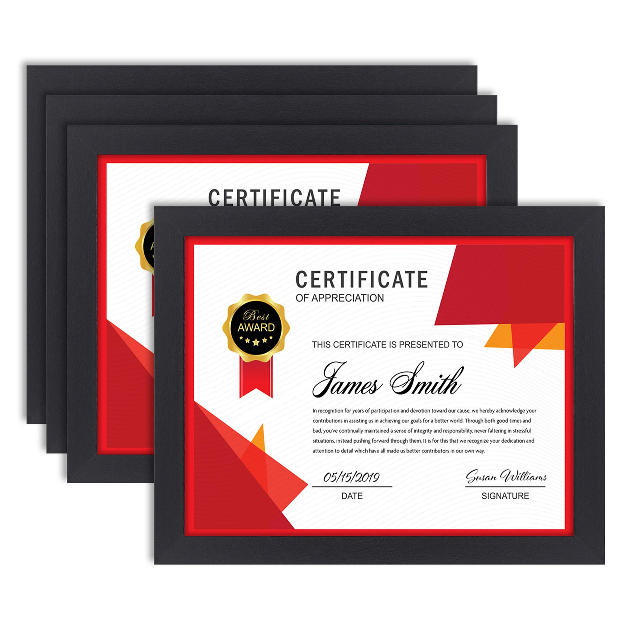 Icona Bay 8.5x11 Black Sturdy Wood Composite Diploma Frames, 4 Pack ...