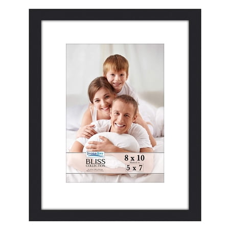 Icona Bay 8x10 Black Picture Frame W/ 5x7 Mat, 1 PK, Bliss Tabletop Frames