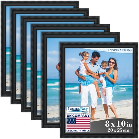 Icona Bay 8x10 Black Picture Frames, Shabby-chic Style, 6 Pack, Inspirations Collection (US Company)