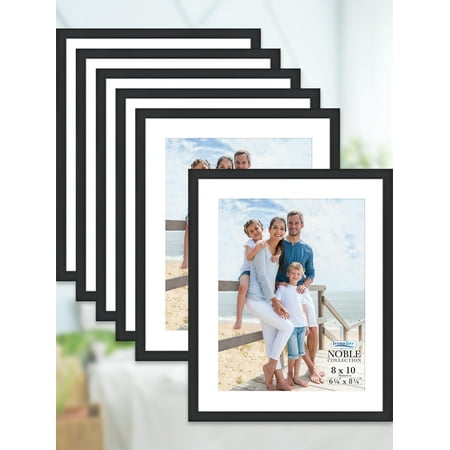 Icona Bay 8x10 Black Picture Frames w/ Removable Mat, Contempo-Modern Style, 6 Pack, Noble Collection (US Company)