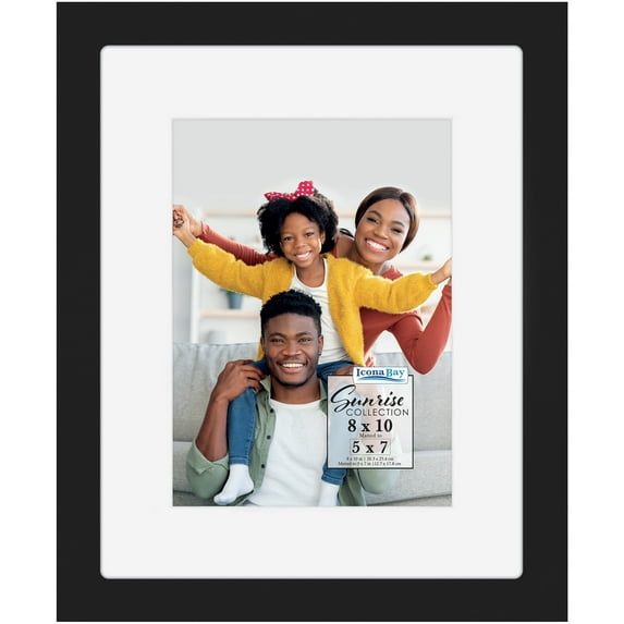 Icona Bay 8 in x 10 in with Mat, 5 in x 7 in Black Picture Frames