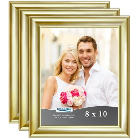Icona Bay 8x10 Gold Picture Frame, Glam Style, 3 Pack, Elegante Collection (US Company)