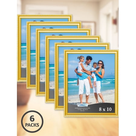 Icona Bay 8x10 Gold Picture Frames, Shabby-chic Style, 6 Pack, Inspirations Collection (US Company)