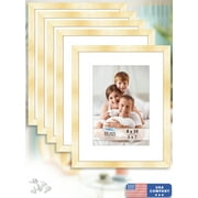 Icona Bay 8x10 Gold Picture Frames W/ 5x7 Mat, 5 PK, Bliss Tabletop Frames
