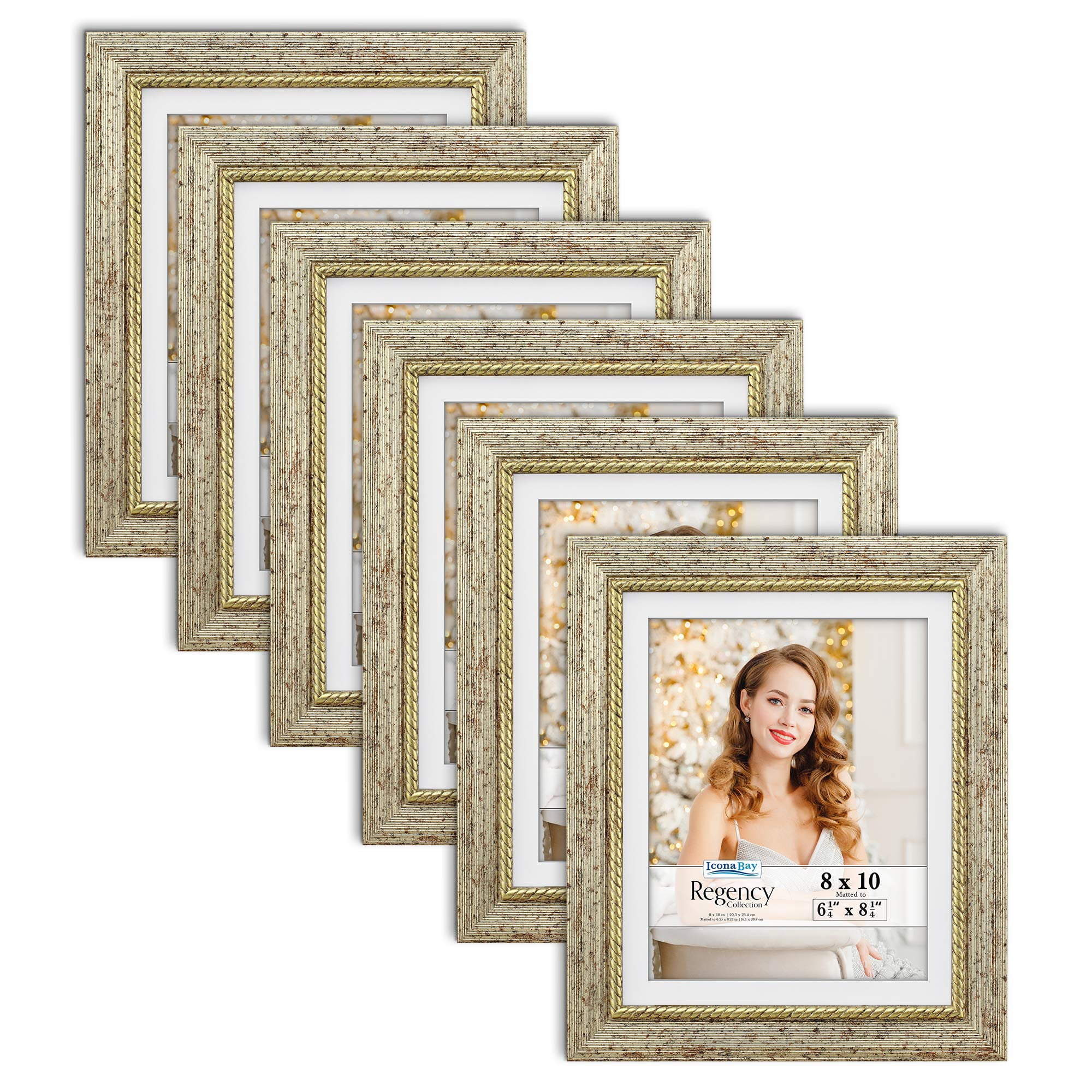 Icona Bay 8x10 Gold Picture Frames W/ Mat, 6 PK, Regency Tabletop ...