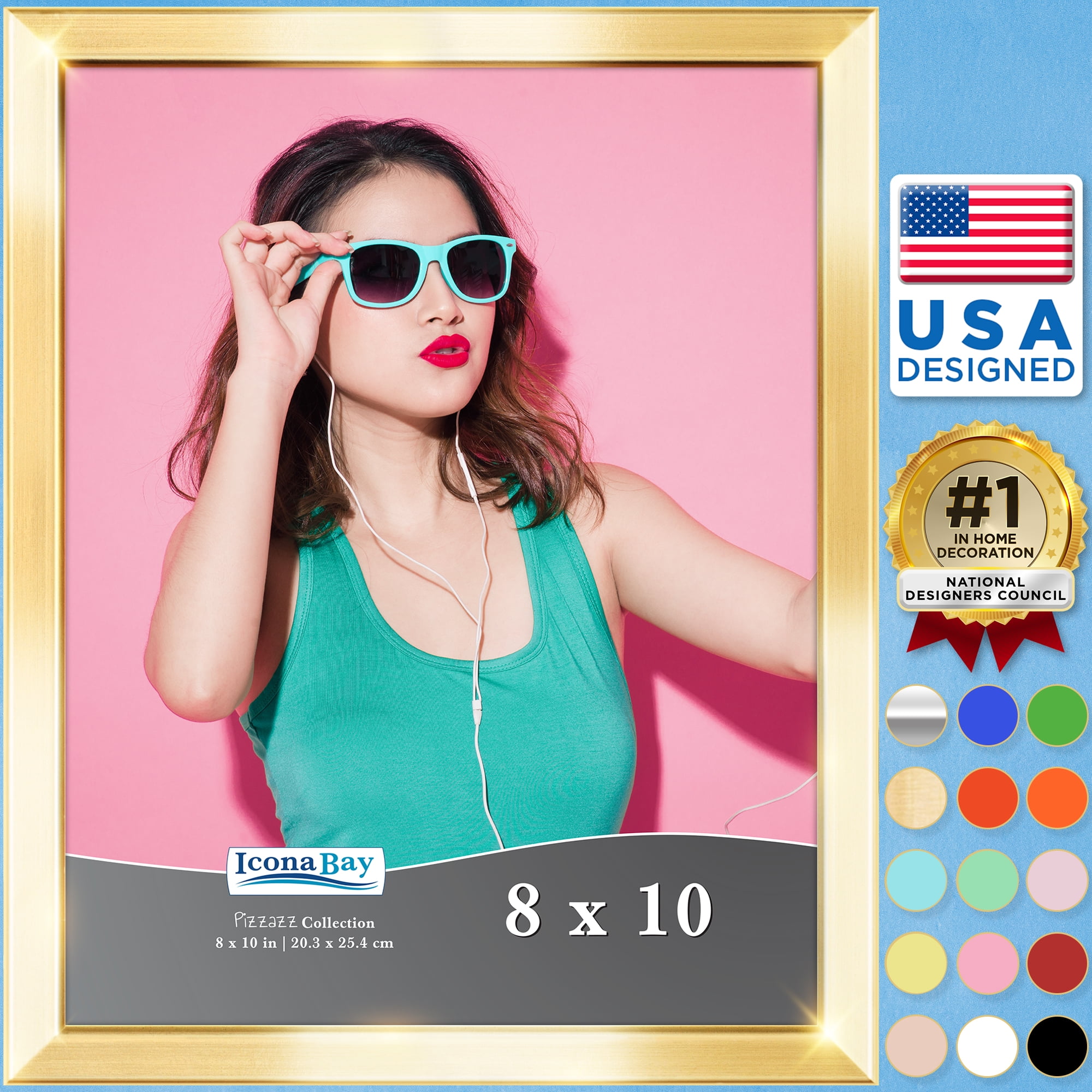 Icona Bay 8x10 Gold Solid Wood Picture Frame, Pizzazz Tabletop Frames