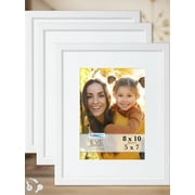 Icona Bay 8x10 White Picture Frames W/ 5x7 Mats, 3 PK, Eve Tabletop Picture Frames