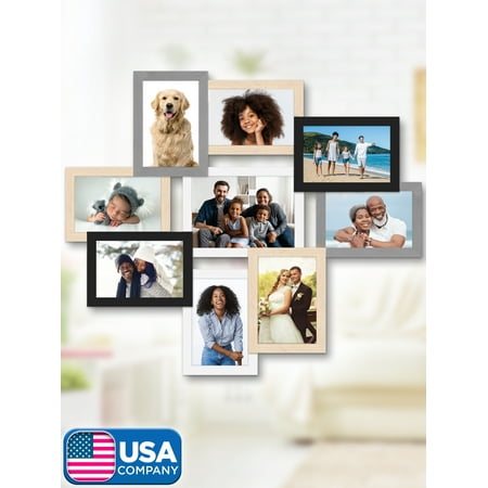 Icona Bay Collage Picture Frames, Multicolored, One 5x7 & Eight 4x6, Bliss Collage Frames